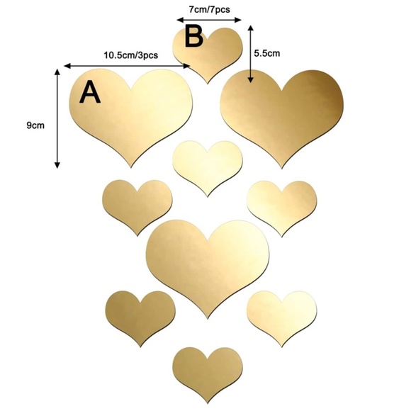 10pcs Heart Mirror Wall Sticker - Picture 2 of 7